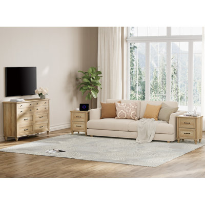Elyam 3 Piece Bedroom Set - Includes 8 Drawer Dresser For Bedroom, Set Of 2 Nightstands With Charging Station & Drawers, 3 Piece Dresser And Nightstan by Charlton Home