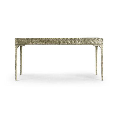Water Cnoidal Cane Carved Metal Rectangle Writing Desk