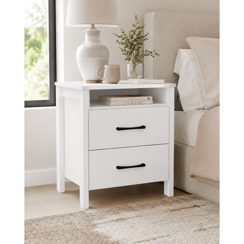 Table de chevet 2 tiroirs 22,7 po Allysyn, Blanc, Individuel