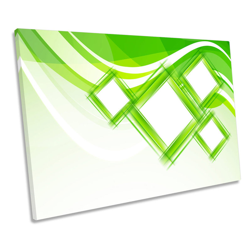 Green Abstract Squares - Wrapped Canvas Print, 30.5cm H x 45.7cm W x 2cm D