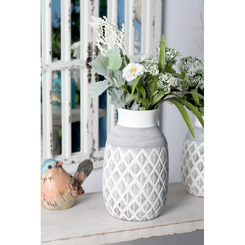 Vase de table en grès Daisytown, H 13 po x l 7 po x P 7 po