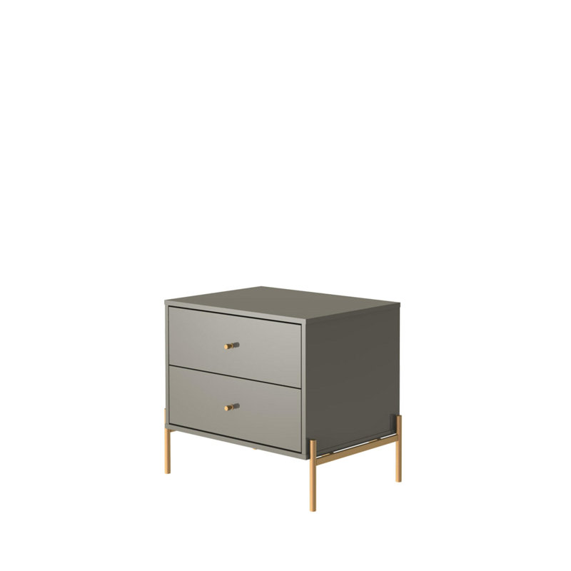 Jasper 25" Modern 2-Drawer Nightstand in Sage Gray, Gray