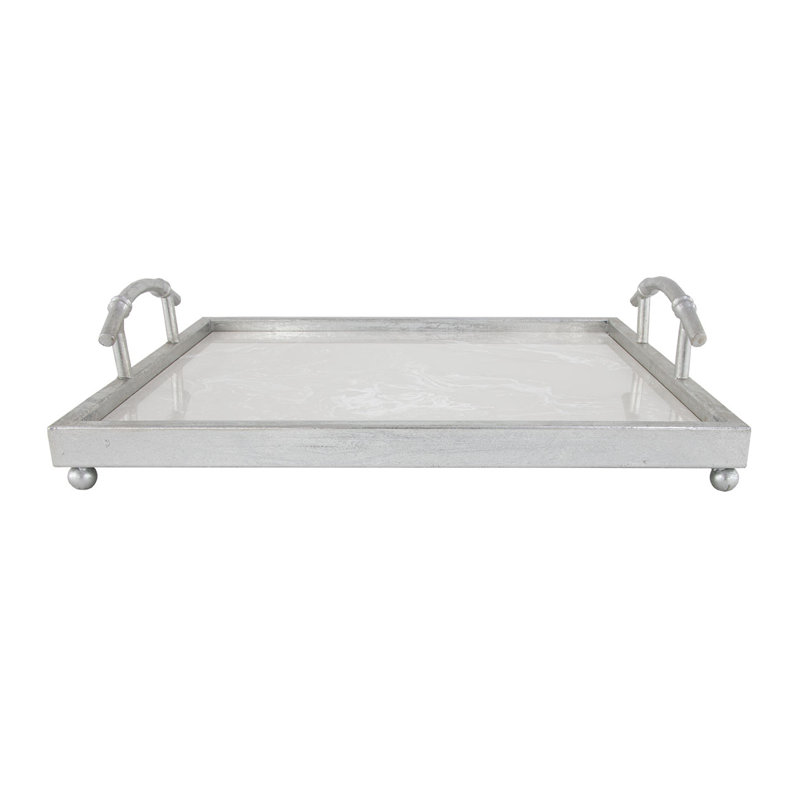 Lalana Decorative Tray, Antiqued Silver Leaf, 19" x 16"
