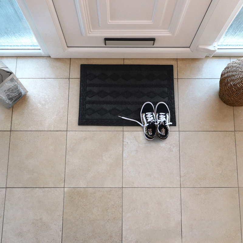 Non-Slip Geometric Outdoor Doormat, Rectangle W40 x L60 cm, Charcoal