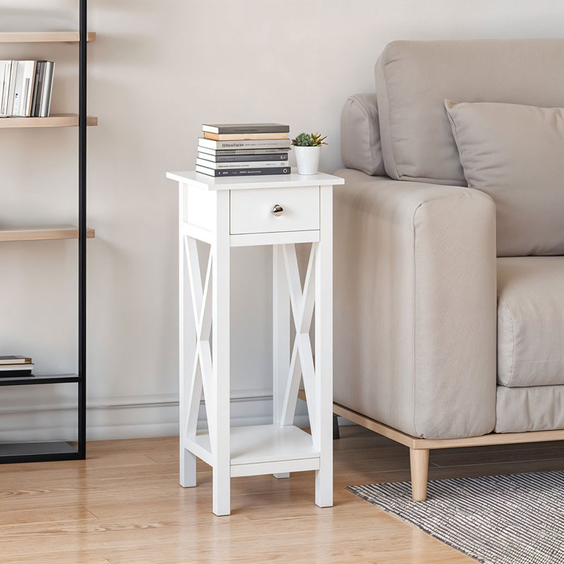 Drusilla 27cm W Manufactured Wood Bedside Table, White