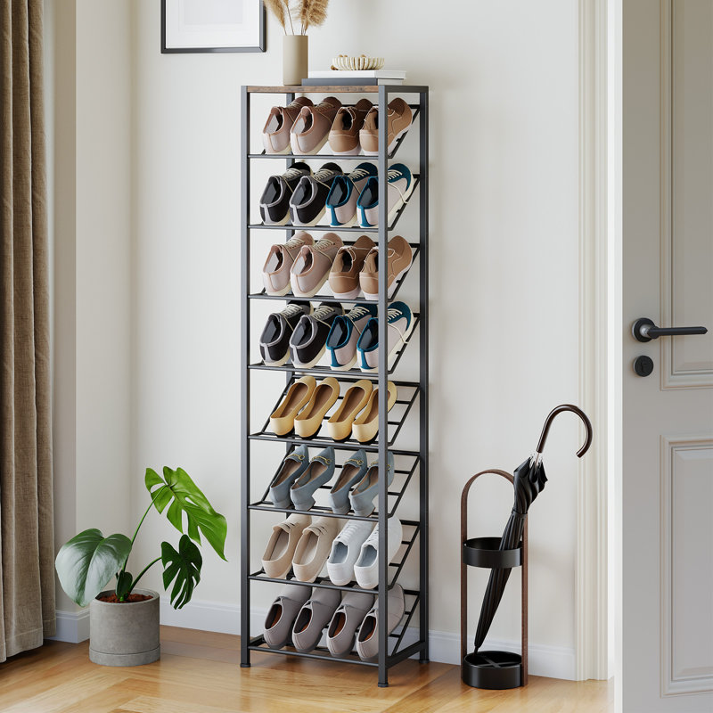 8-16 Pair Stackable Shoe Rack, Slanted Shoe Organizer for Entryway, 60.6" H x 16.5" W x 10.4" D