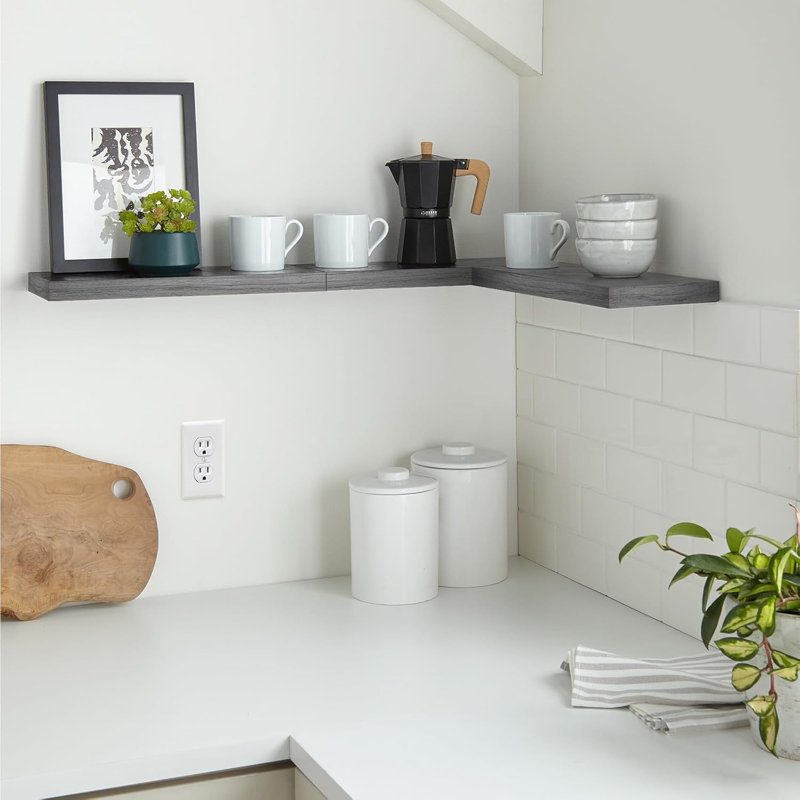 Rustic Floating Shelves for Wall - Small Size - Versatile Design - Grey - Set of 3, 1.1" H x 6.7" W x 15.7" D