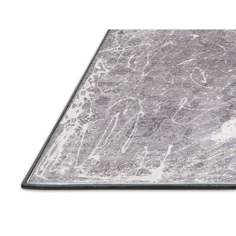 Tapis contemporain gris / blanc, Rectangle 6 pi x 9 pi