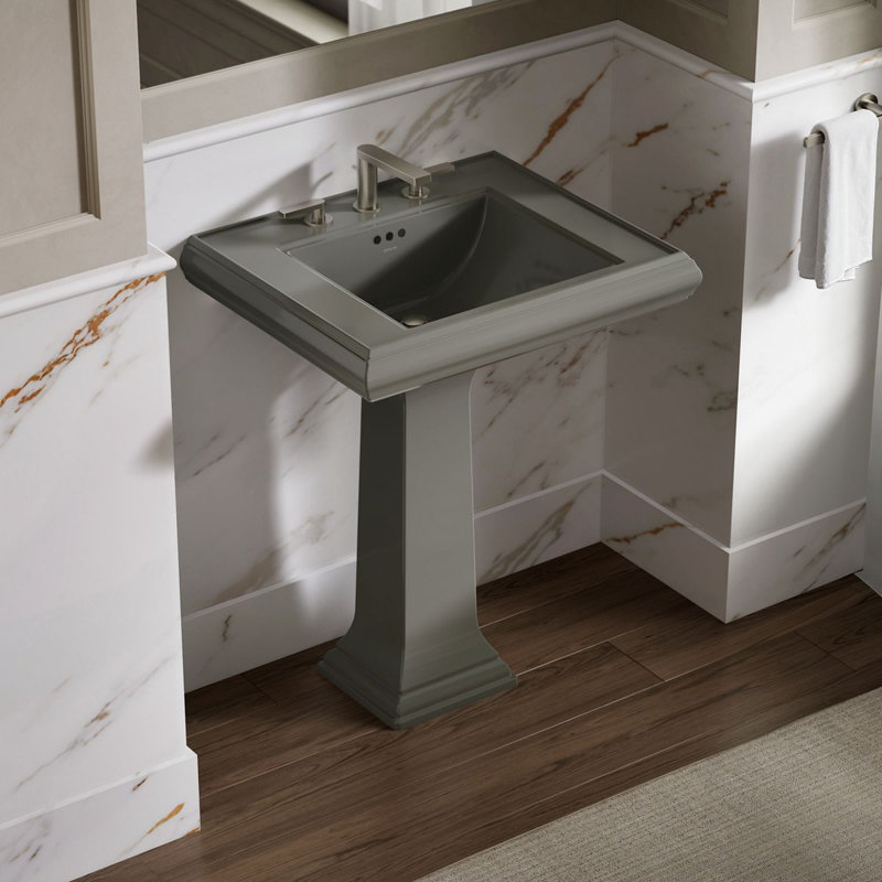 Memoirs Classic 27-1/4" rectangular pedestal bathroom sink, Thunder Grey, 8" Centers