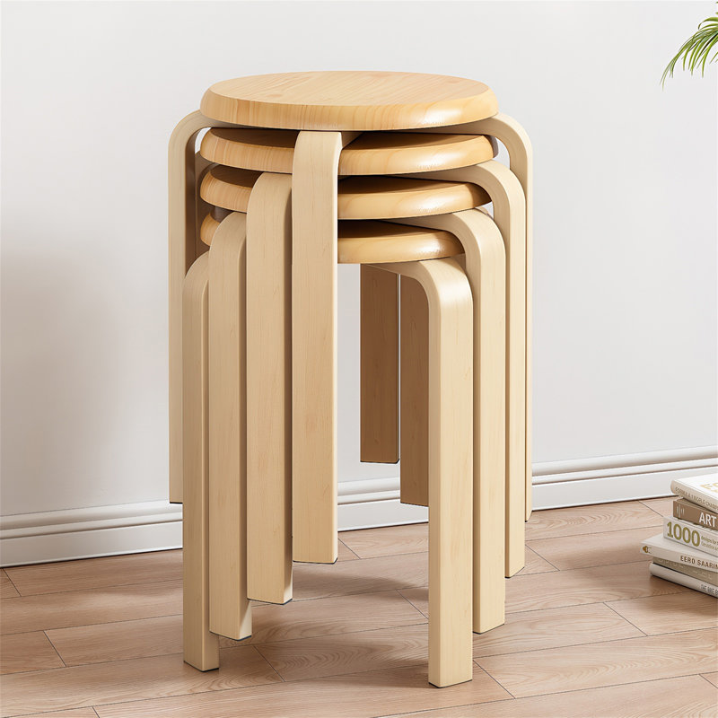 Ensemble de 4 tabourets empilables en bois courbé (seulement les chaises)