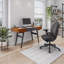 Writing Desk - Dual Side & Pull-Out Front Drawer - Coated Steel Frame - Mahogany
