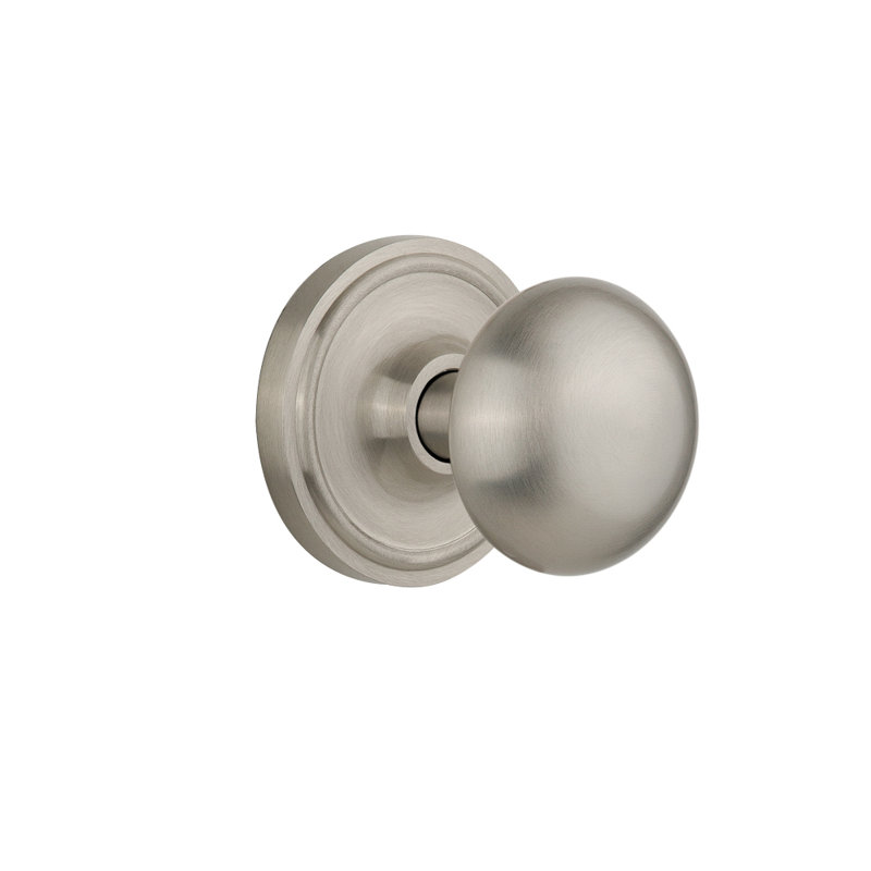 Classic Rosette with New York Door Knob, Satin Nickel, 2-3/8”