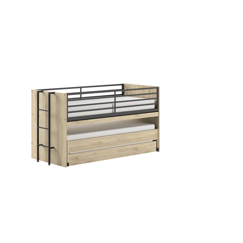 Kids Bed Sam 90 x 200cm + Trundle Bed, Oak