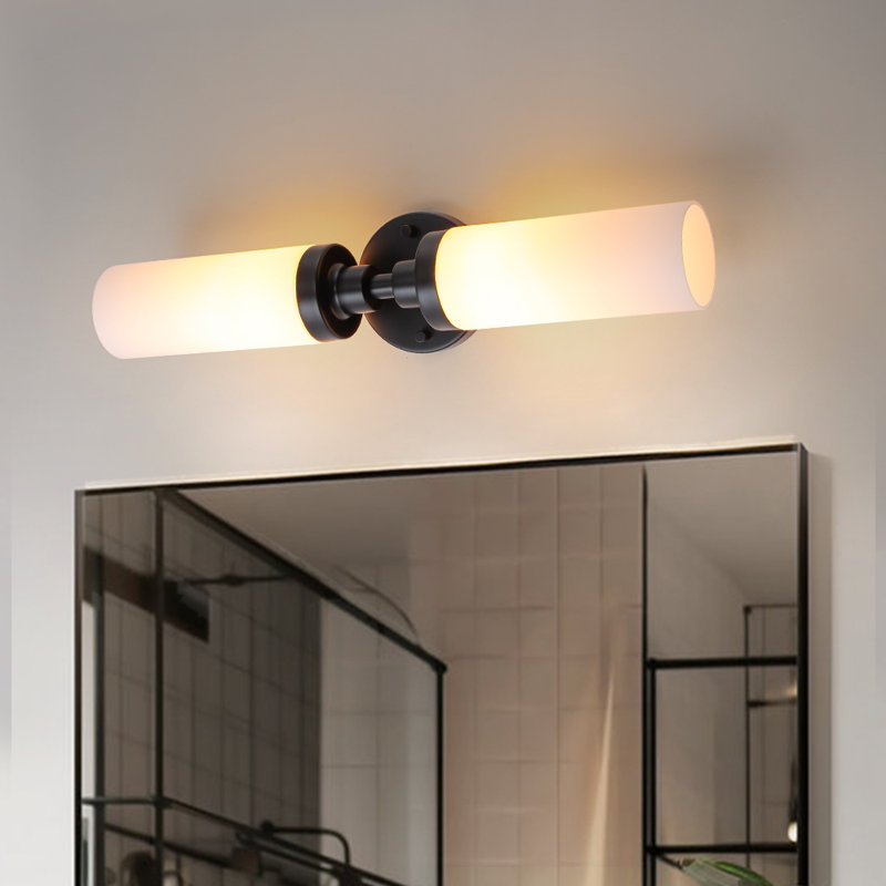 Éclairage pour salle de bain cylindrique à 2 lumières à intensité variable, Noir mat