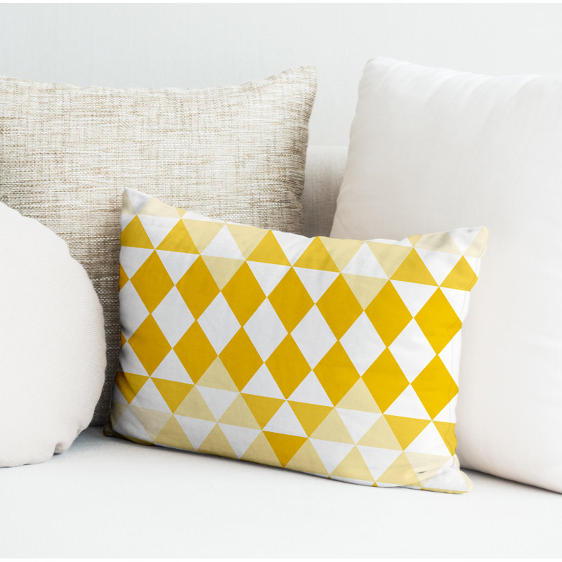 Housse et insert de coussin rectangulaire en polyester pour l'intérieur et l'extérieur, Jaune