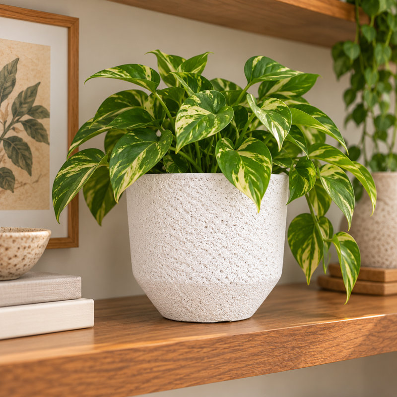 Astrid Round White Pot, 5.5" H x 5.5" W x 5.5" D
