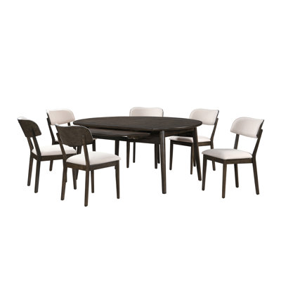 Tennyson Wood Dining Set With 65" Round Dining Table With Leaves And Chairs, Walnut