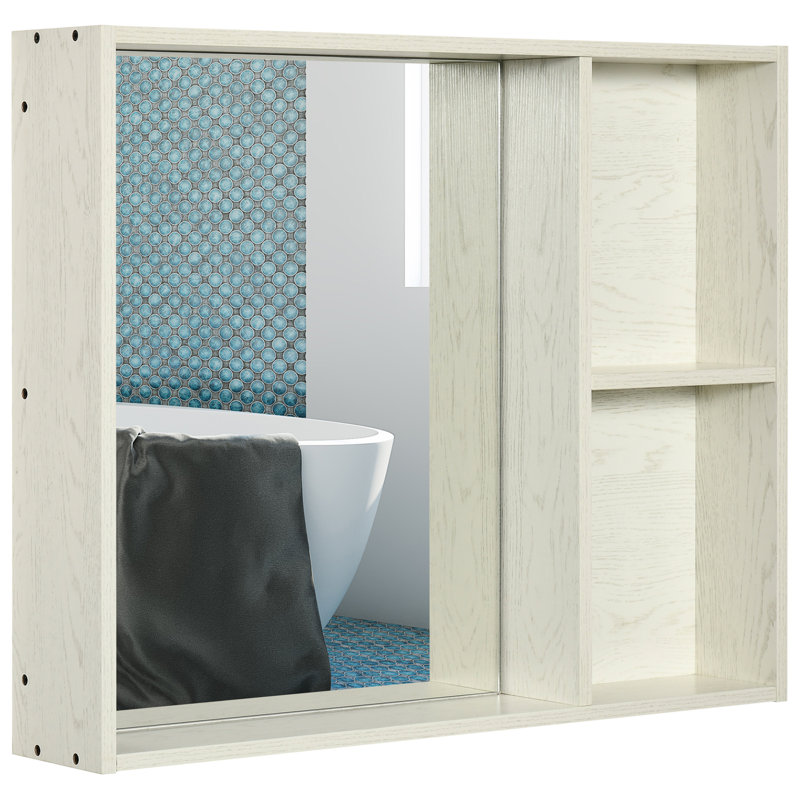 Kleankin Bathroom Medicine Cabinet With Mirror, 25.6" H x 31.52" W x 6" D