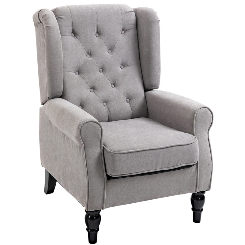 Lachesis Wingback Chair,wood, Gray Fabric