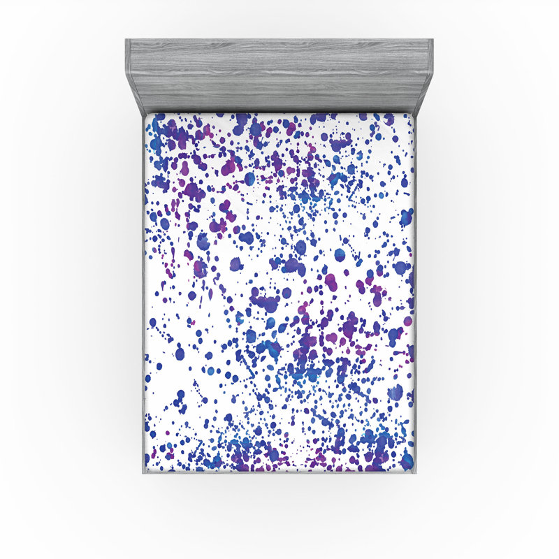 Ambesonne Fitted Sheet 2-Pack, King Fitted Sheet, White/Navy Blue Abstract