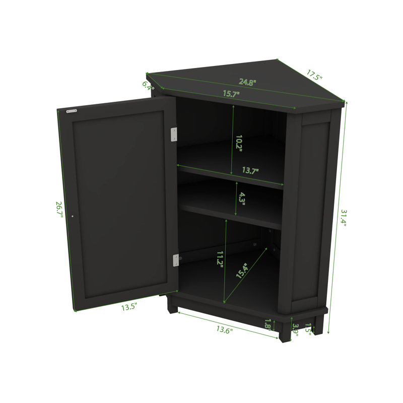 Home Corner Storage Unit, Bathroom Triangular Floor Cabinet With Adjustable Shelf, Showcasing A Contemporary Design