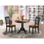Ensemble de table de salle à manger 5 pièces comprenant une table ronde en bois avec piédestal et 4 chaises de cuisine, noir et cerisier-124732500-124732507-124732513