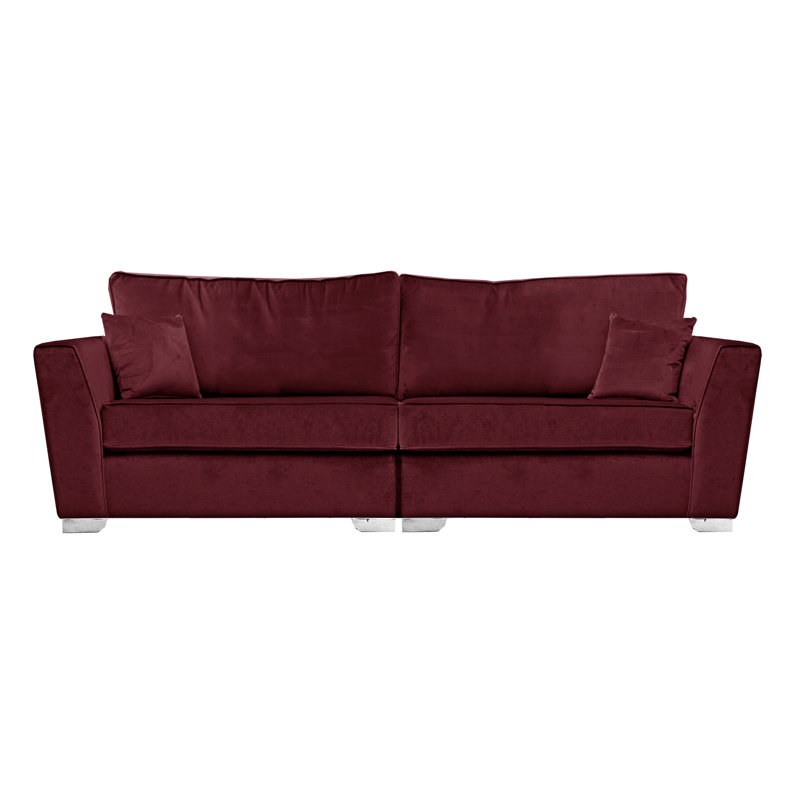Quade 4 Seater Velvet Sofa, Dark Red