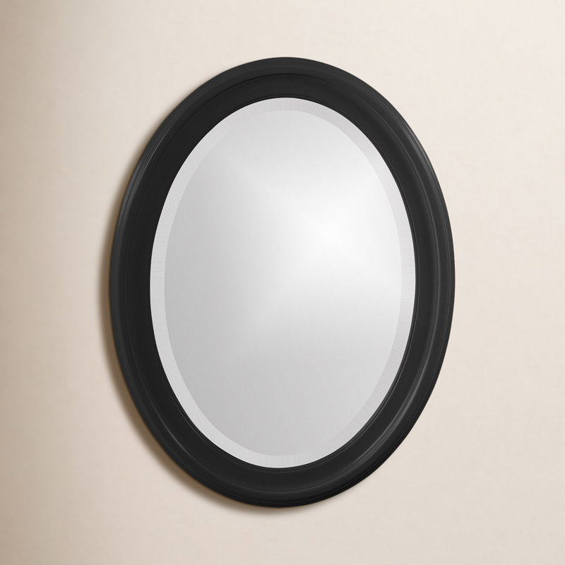 Borna Solid Wood Oval Mirror, Black