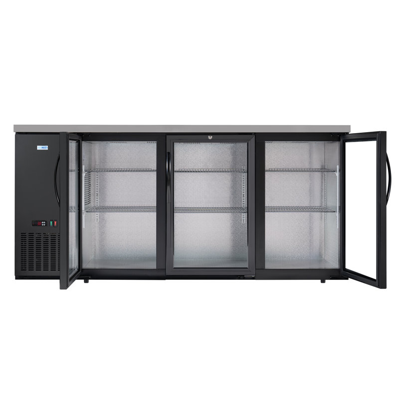 72 In. Commercial Back Bar Cooler in With Side Condenser and LED Lighting, 18 Cu. Ft Capacity, Black