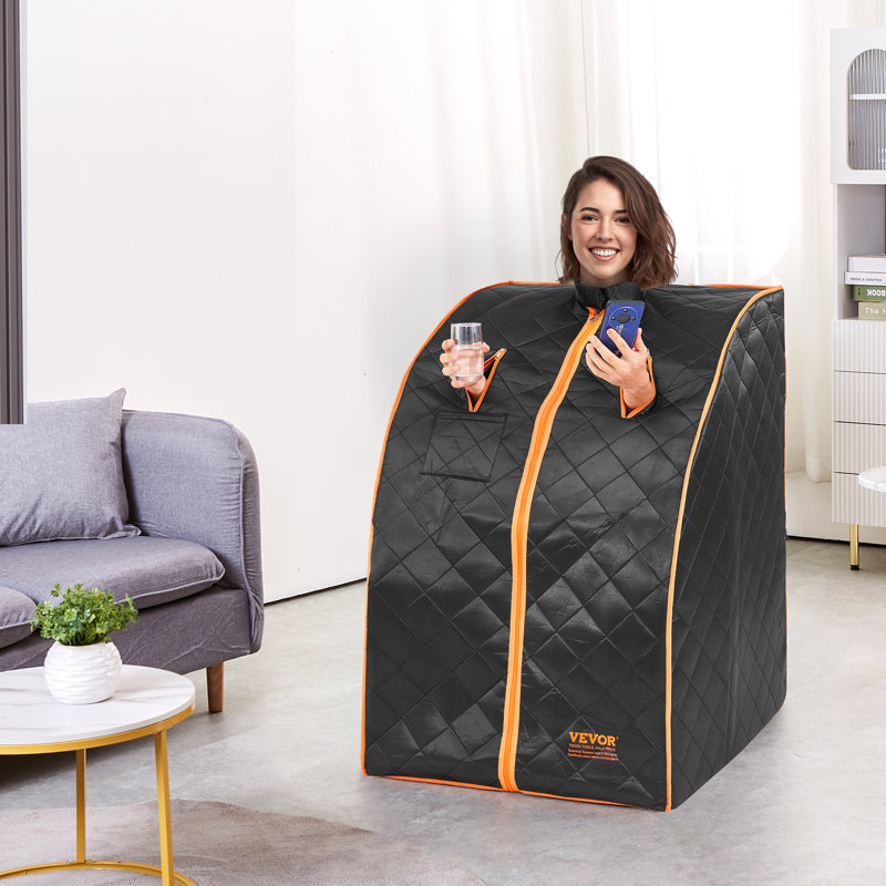 Black Satin Portable Infrared Sauna Tent with Metal Frame