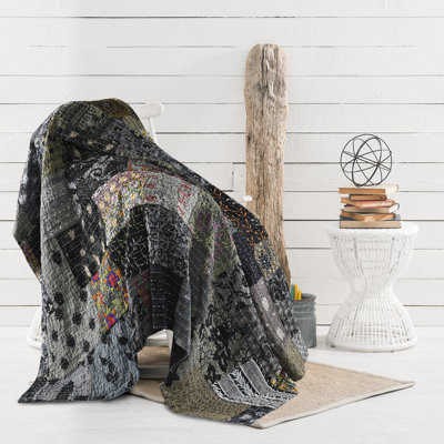 Advika Handmade Kantha Cotton Throw Blanket
