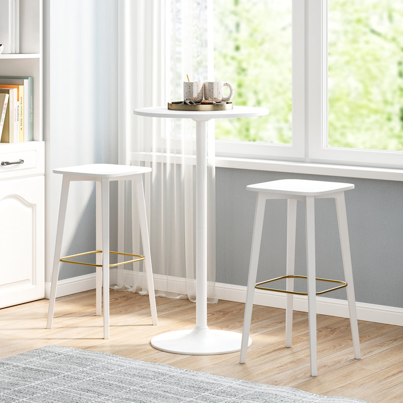 Ensemble de 4 tables de bar rondes à hauteur réglable avec base en métal
