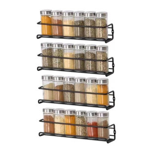 Buckingham 4-Tier Black Spice Rack – Wall Mounted Cupboard Organiser