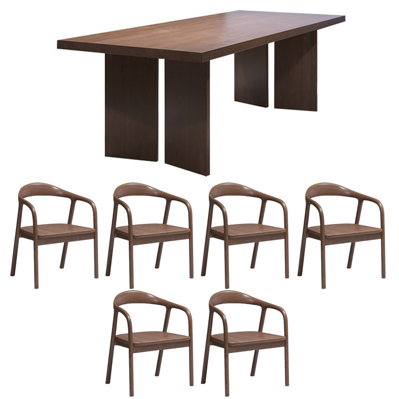 Becali 6 - Person Pine Solid Wood Solid Wood Top Double Pedestal Dining Set, 29.53"H x 78.74"L x 31.5"W