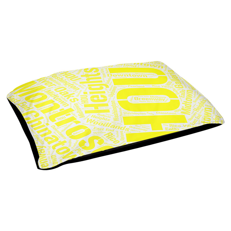 Coussin de chien « districts », Grand (l 40 po x P 30 po x H 14 po), Jaune, Houston