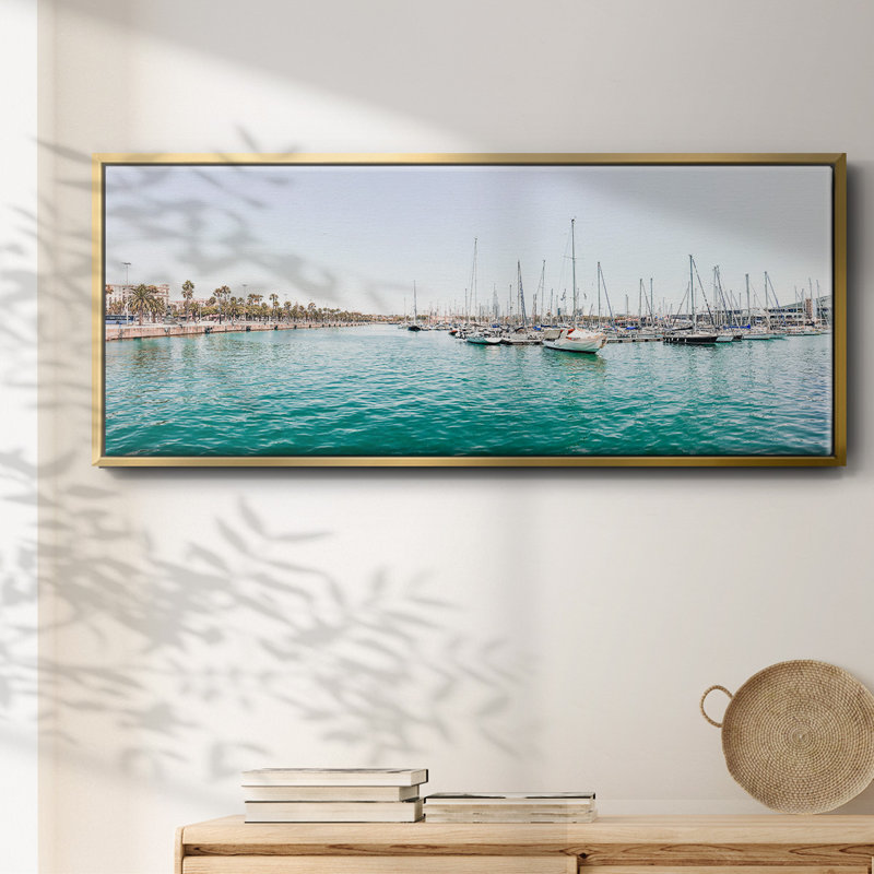 Marina de Barcelone - toile encadrée, H 20 po x l 50 po