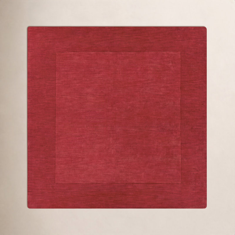 Tapis rouge / écarlate en laine tissé à la main Dolma, Carré 6 pi