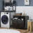 Dual Tilt Out Laundry Hamper Cabinet, Bathroom. 2 For Washroom Storage, Black Floor Cabinet. Spacious Towel Accommodation. Separate Storage & Dark Items. Made, Water-. Toppling Feature.