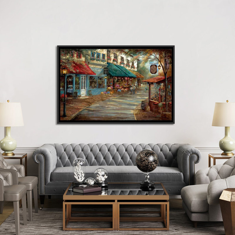 «Romantic Interlude», reproduction d'art sur toile, H 18 po x l 26 po x P 1,5 po, Toile avec cadre noir
