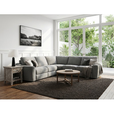 Modern 5-Piece Power Reclining Sectional Sofa With USB & Type-C Charging, Soft Chenille Fabric