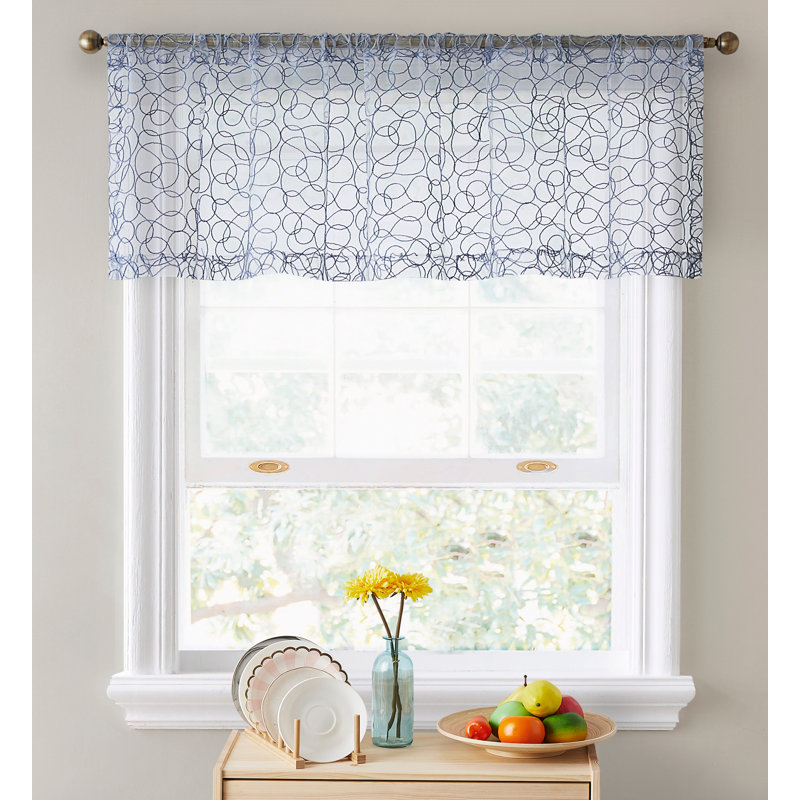 Ketaki Abstract Tailored Window Valance, Dusty Blue