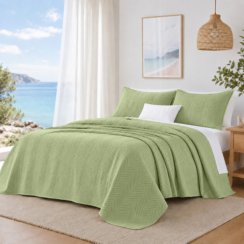 Couvre-lits d'été légers prélavés Imperial, Vert olive, Twin ( 66 inc x 86 inc )