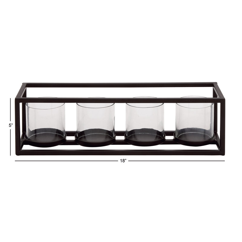 Galya Metal 4 Glass Sleeve Candelabra, 5" H x 18" W x 5" D, 4