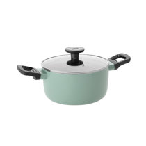 BergHOFF Balance Non-stick Ceramic Wok Pan 11, 4.4qt. With Glass Lid,  Recycled Aluminum, Sage