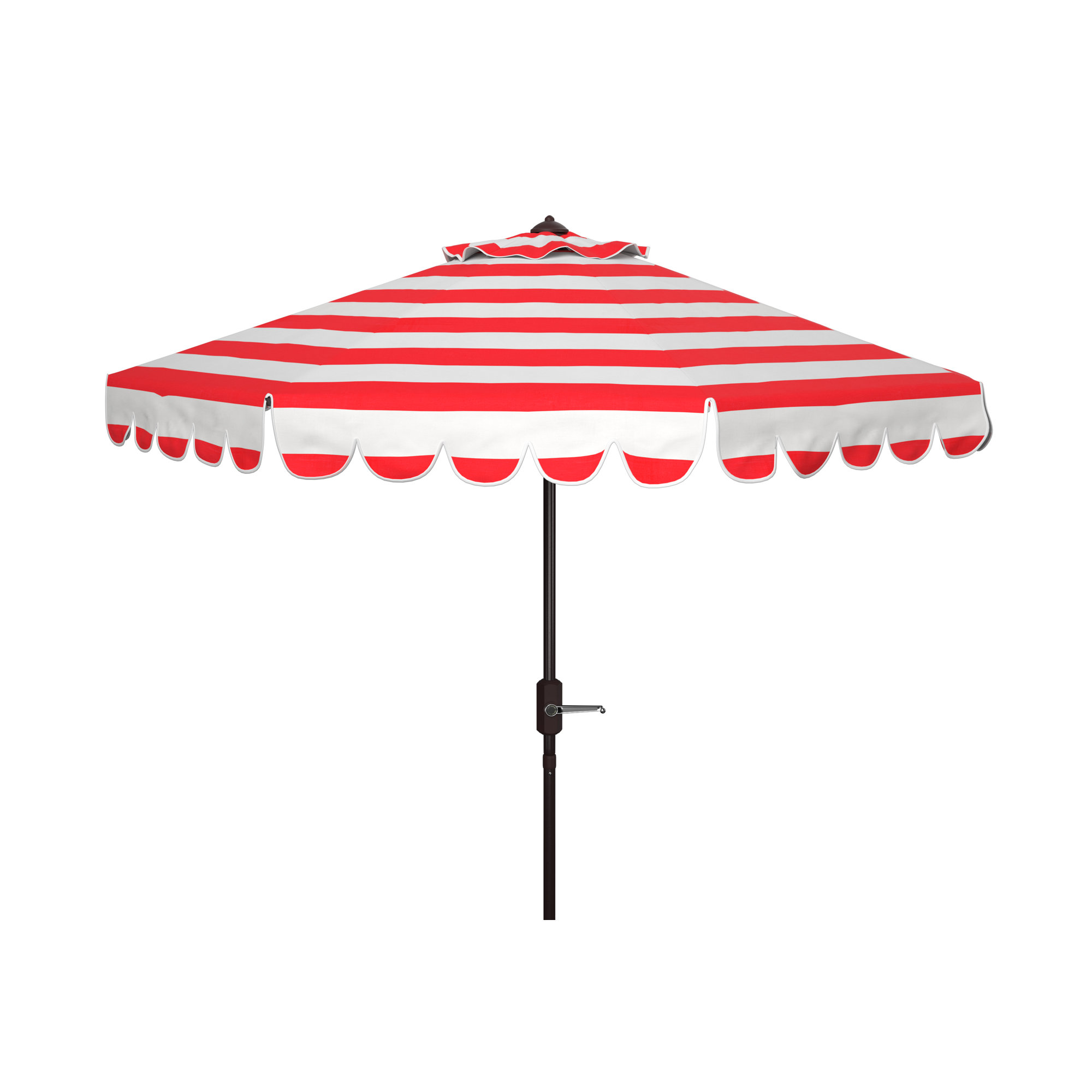 Natalee 108" Scalloped Tilt Top Market Umbrella, Red/White