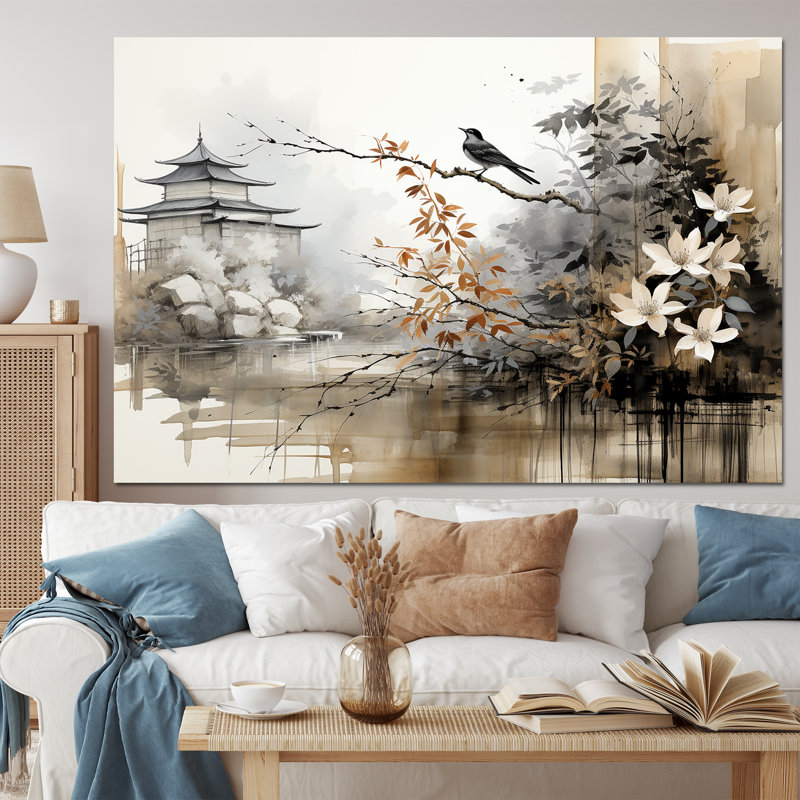 Asian Art Sumi Bird Serenity I - Asian Art Wall Art