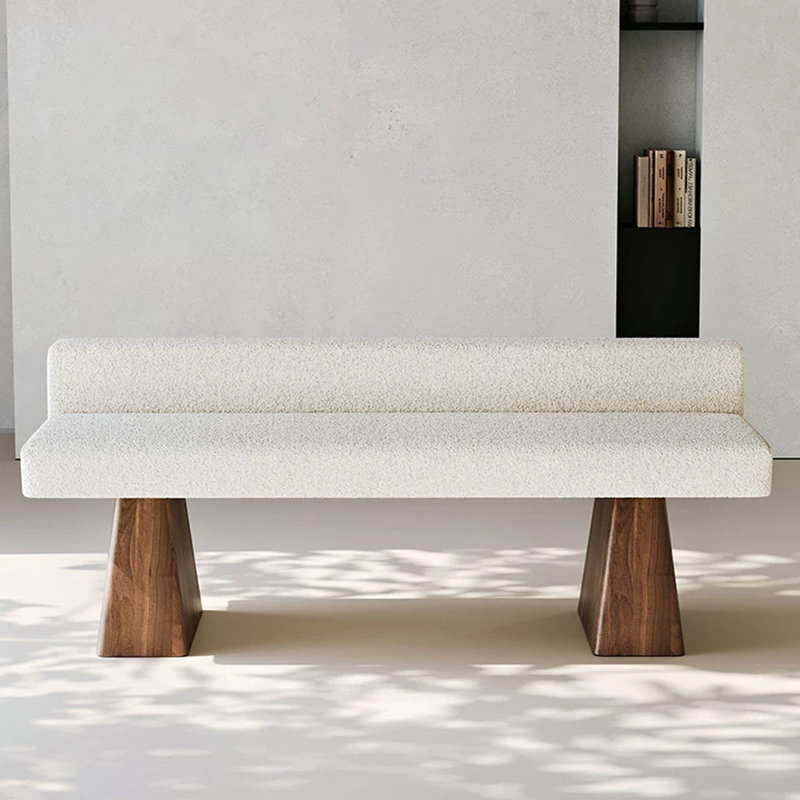Banc rembourré Modern, Blanc: H 25,59 po x l 47,24 po x P 23,62 po