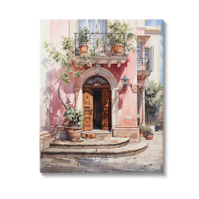 Conception européenne d'art sur toile de porte de bâtiment européen par Rb, H 20 po x l 16 po x P 1,5 po, Wrapped Canvas