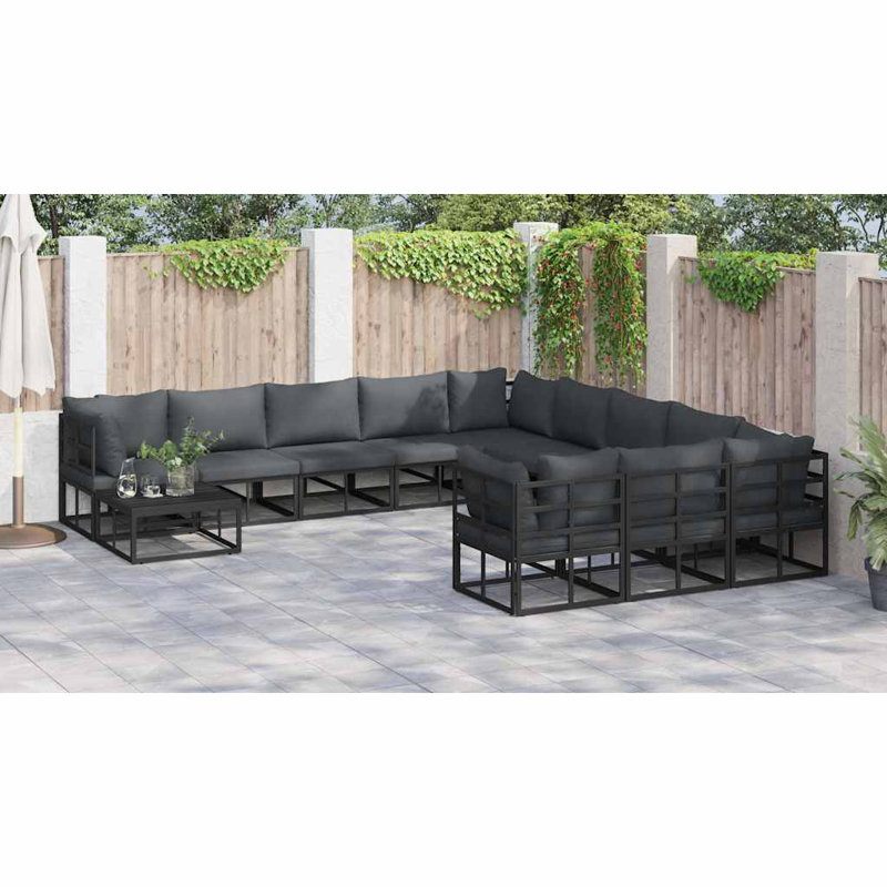  Garden Sofa Set With Cushion 11 Pcs Black Aluminium