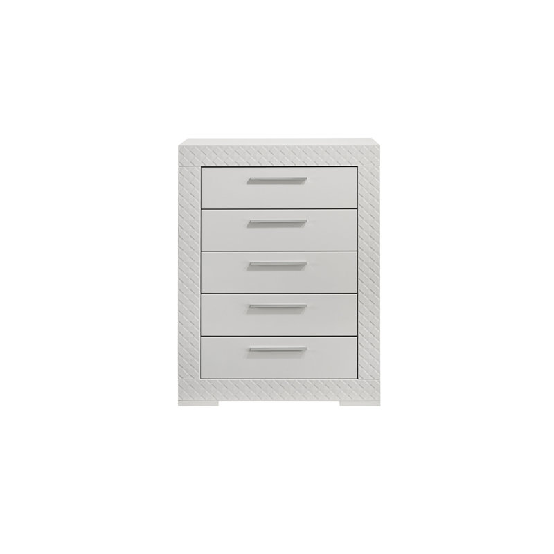 Commode 5 tiroirs en bois blanc Blanca